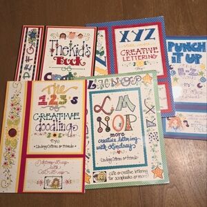 Lettering books, scrapbookking, lot of 6